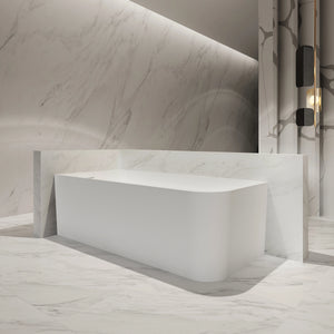 MonBlari TW-8503L White Solid Surface Corner Bathtub 1500mm - 1700mm