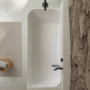 MonBlari TW-8503R White Solid Surface Corner Bathtub 1500mm - 1700mm