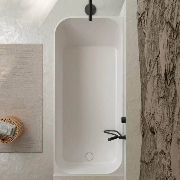 MonBlari TW-8503R White Solid Surface Corner Bathtub 1500mm - 1700mm