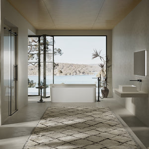 MonBlari TW-8506 White Solid Surface Back-to-Wall Bathtub 1500mm - 1700mmm