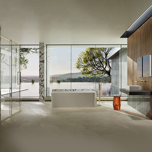 MonBlari TW-8506 White Solid Surface Back-to-Wall Bathtub 1500mm - 1700mmm