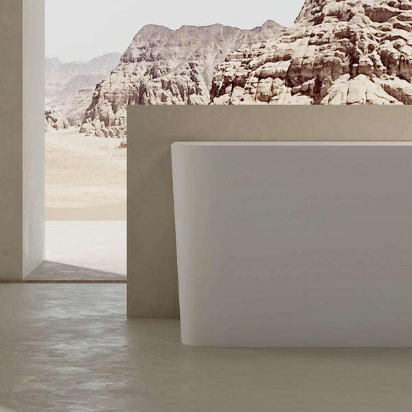 67 Inch MonBlari Solid Surface Back to Wall Bathtub TW-8506-MW TW8506MW-FrontCloseUp