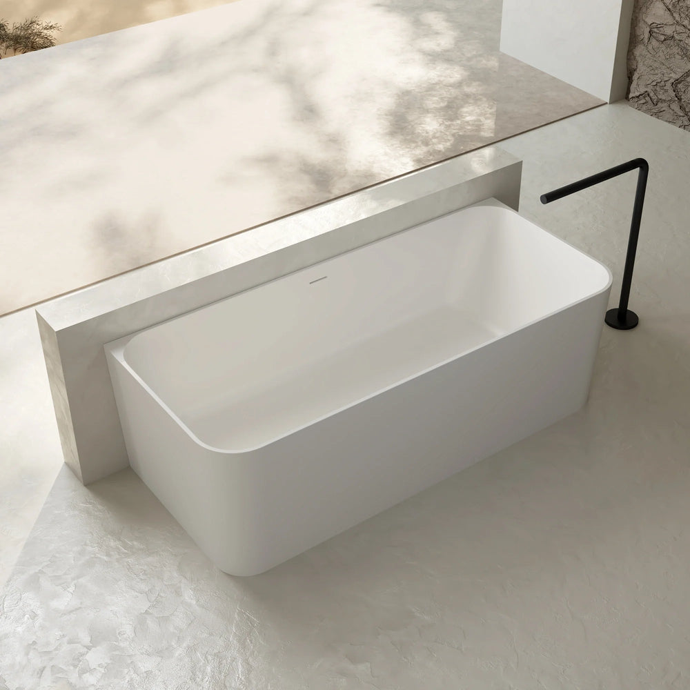 67 Inch MonBlari Solid Surface Back to Wall Bathtub TW-8506-MW TW8506MW-FrontView