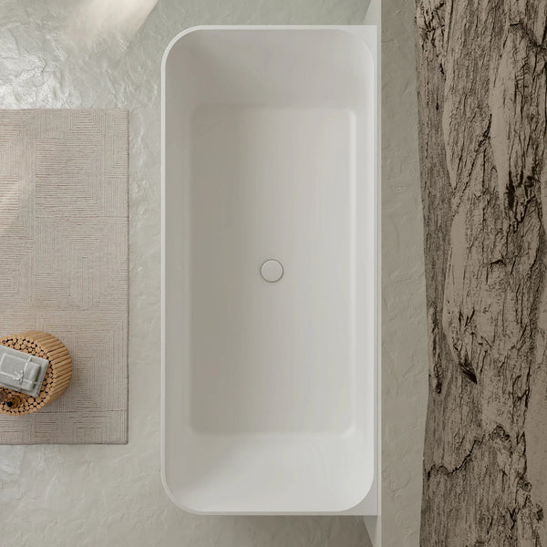 67 Inch MonBlari Solid Surface Back to Wall Bathtub TW-8506-MW TW8506MW-TopView