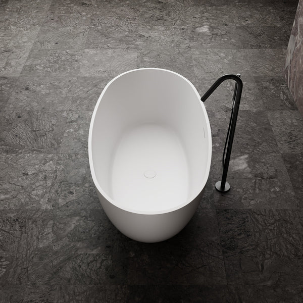 71 Inch MonBlari Solid Surface Freestanding Bathtub TW-8607-MW TW8607MW-SideTopView
