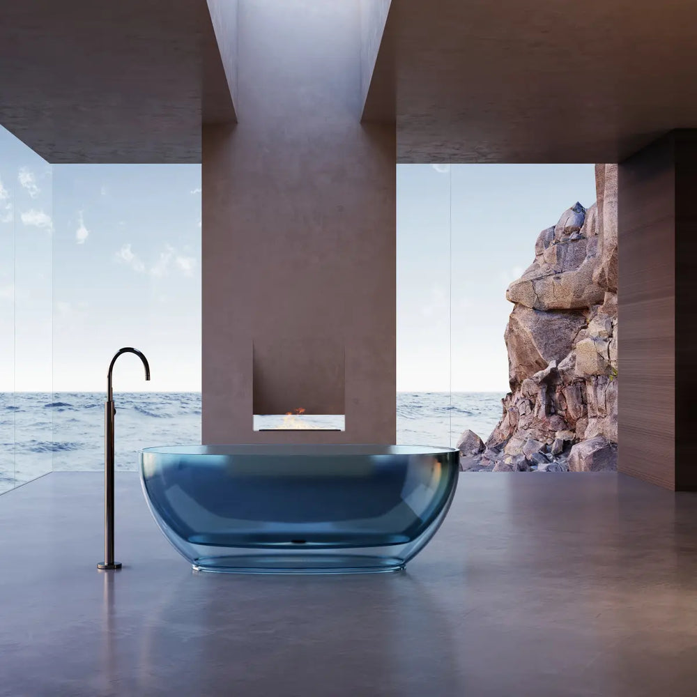 MonBlari TW-8607T Large Capacity Transparent Resin Freestanding Bathtub 1700mm