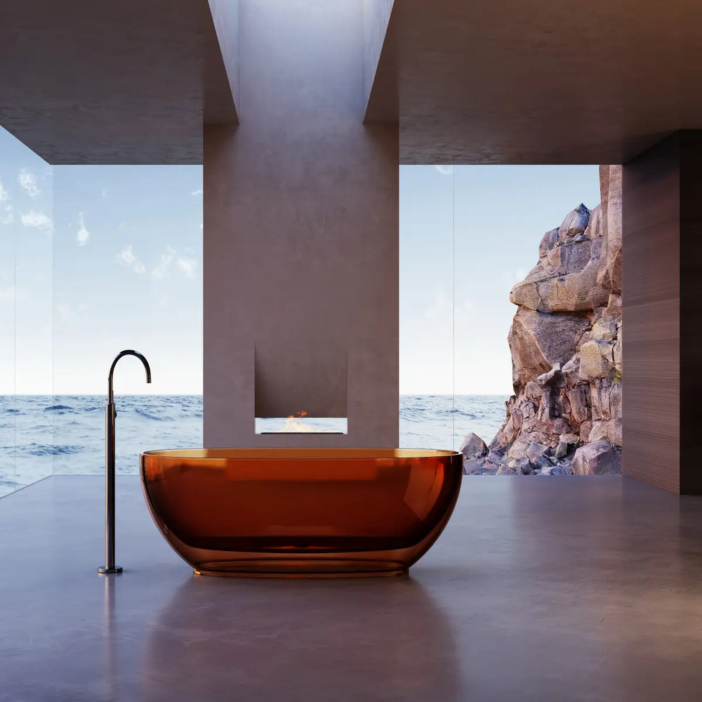 MonBlari TW-8607T Transparent Resin Freestanding Soaking Bathtub 1700mm