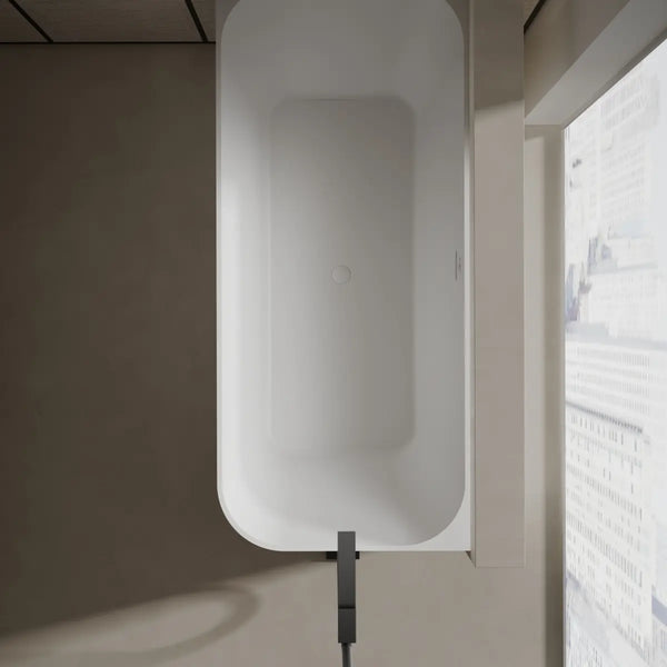 MonBlari TW-8611L White Solid Surface Corner Bathtub 1700mm