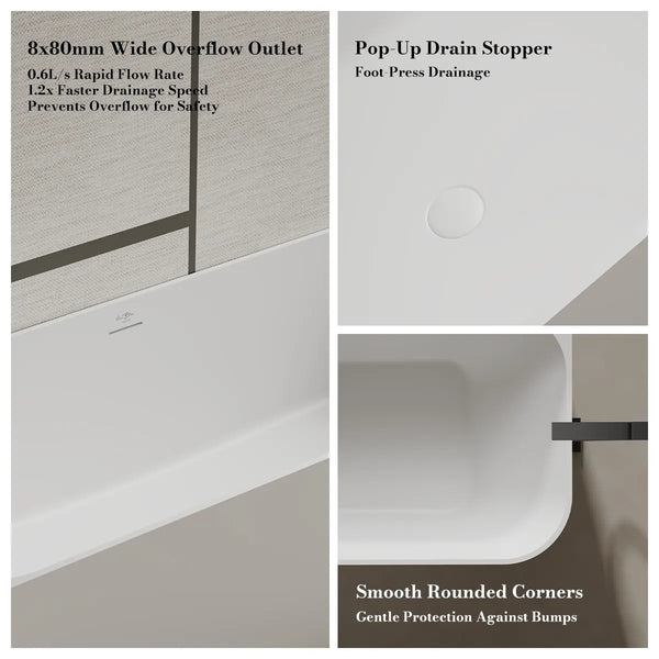 MonBlari TW-8611L White Solid Surface Corner Bathtub 1700mm