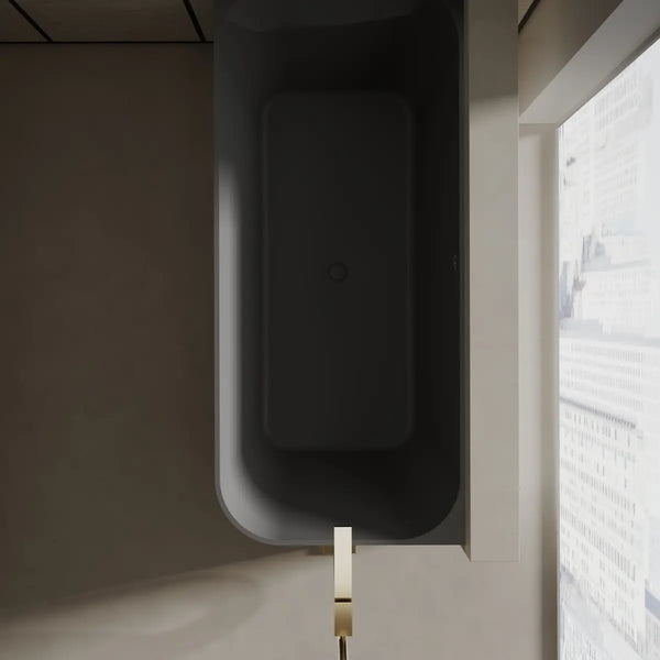 MonBlari TW-8611L Black Solid Surface Corner Bathtub 1700mm