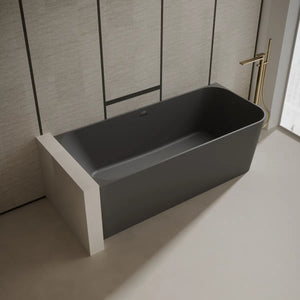 MonBlari TW-8611L Black Solid Surface Corner Bathtub 1700mm