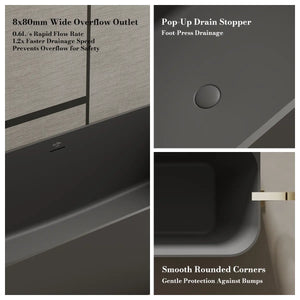MonBlari TW-8611L Black Solid Surface Corner Bathtub 1700mm