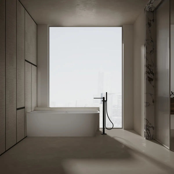 MonBlari TW-8611L White Solid Surface Corner Bathtub 1700mm