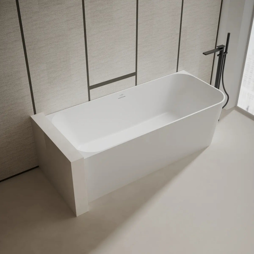 MonBlari TW-8611L White Solid Surface Corner Bathtub 1700mm