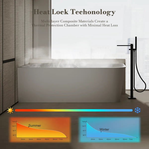 MonBlari TW-8611L White Solid Surface Corner Bathtub 1700mm