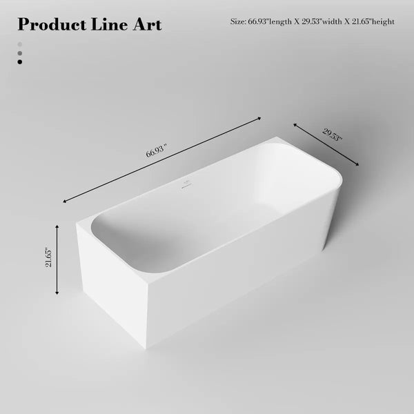 MonBlari TW-8611L White Solid Surface Corner Bathtub 1700mm
