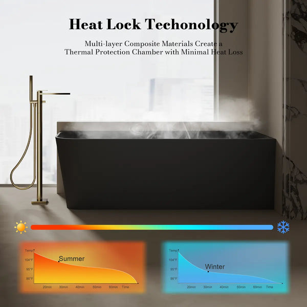 MonBlari TW-8611R Black Solid Surface Corner Bathtub 1700mm