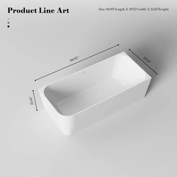 MonBlari TW-8611R White Solid Surface Corner Bathtub 1700mm