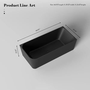 MonBlari TW-8611R Black Solid Surface Corner Bathtub 1700mm