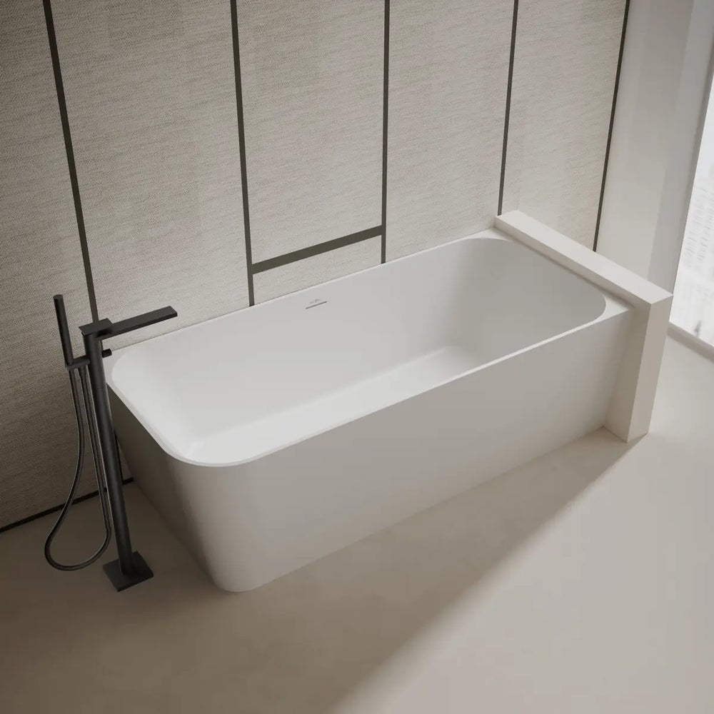 MonBlari TW-8611R White Solid Surface Corner Bathtub 1700mm