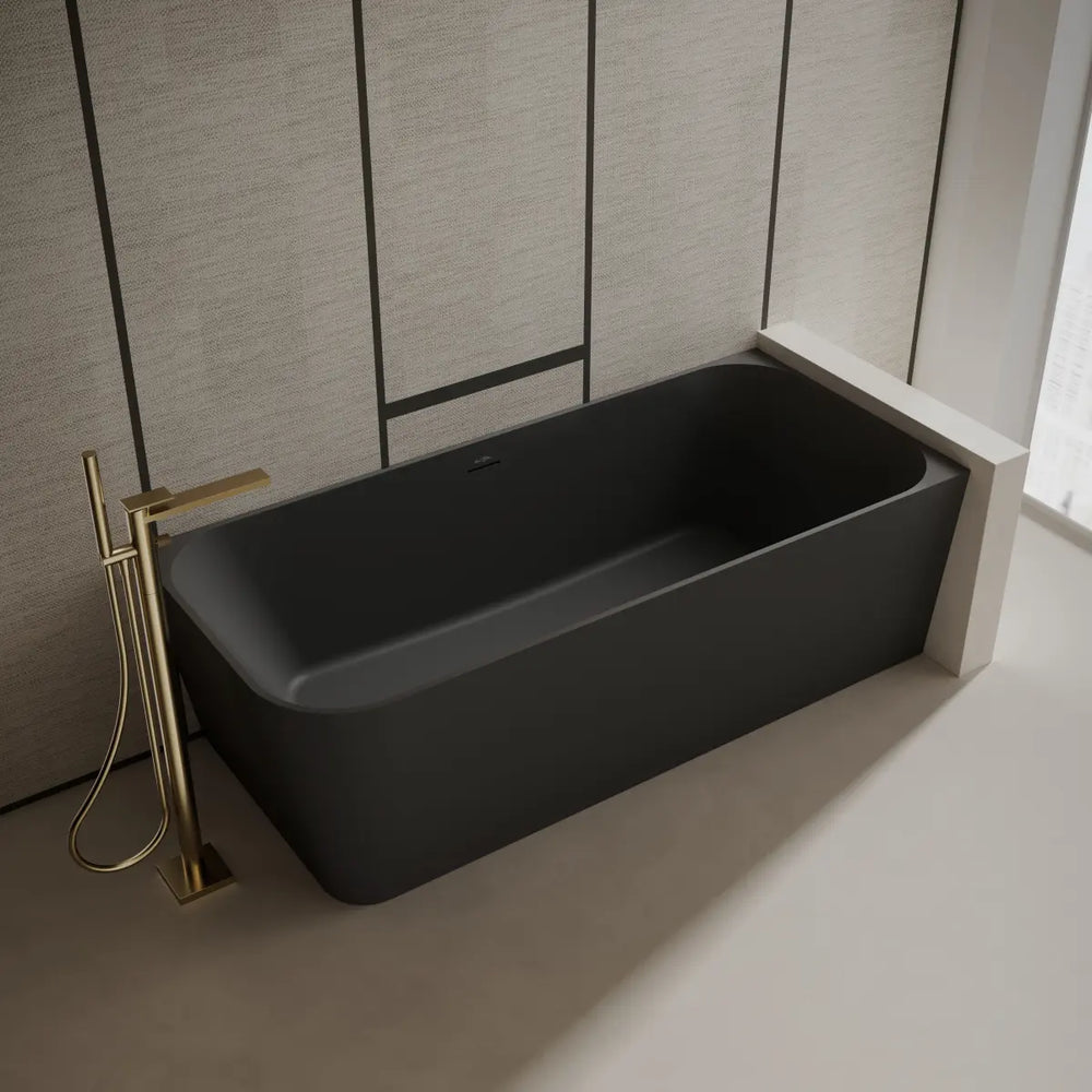 MonBlari TW-8611R Black Solid Surface Corner Bathtub 1700mm