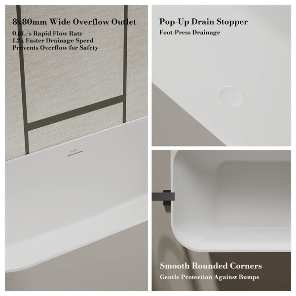 MonBlari TW-8611R White Solid Surface Corner Bathtub 1700mm