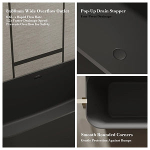 MonBlari TW-8611R Black Solid Surface Corner Bathtub 1700mm