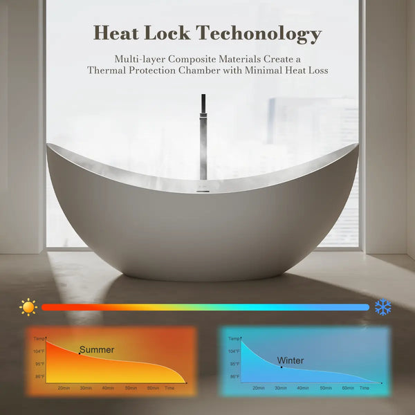 MonBlari TW-8618 Solid Surface Double Slipper Bathtub 1800mm