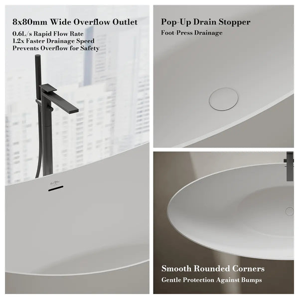 MonBlari TW-8618 Solid Surface Double Slipper Bathtub 1800mm
