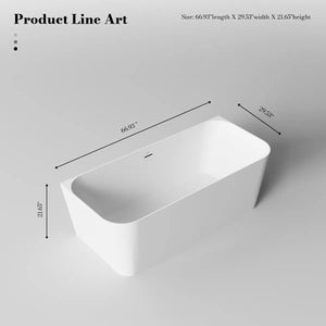 MonBlari TW-8622 Solid Surface Back-to-Wall Bathtub 1500mm - 1700mm
