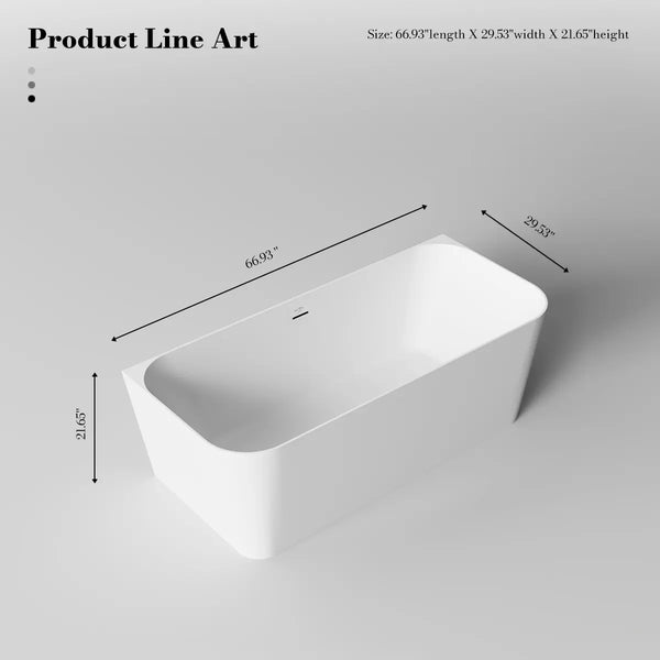MonBlari TW-8622 Solid Surface Back-to-Wall Bathtub 1500mm - 1700mm