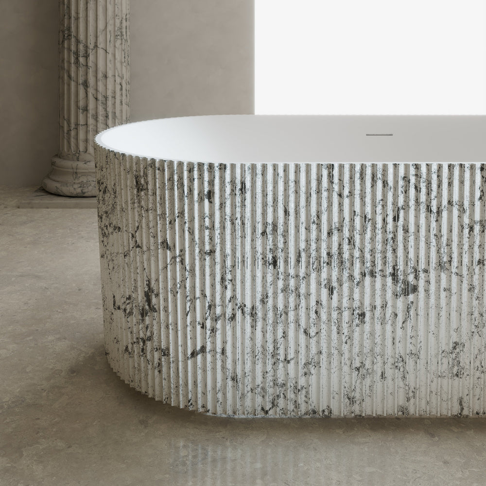 67 Inch MonBlari Solid Surface Freestanding Bathtub TW-8681S-MW TW8681SMW-FrontView