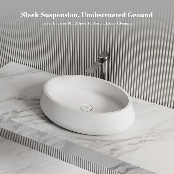 MonBlari TW-8693A Solid Surface Vessel Sink Bathroom Countertop Sink 450mm