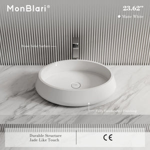 MonBlari TW-8693A Solid Surface Vessel Sink Bathroom Countertop Sink 450mm