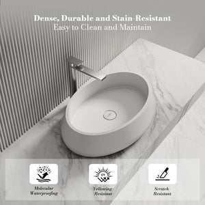 MonBlari TW-8693A Solid Surface Vessel Sink Bathroom Countertop Sink 450mm