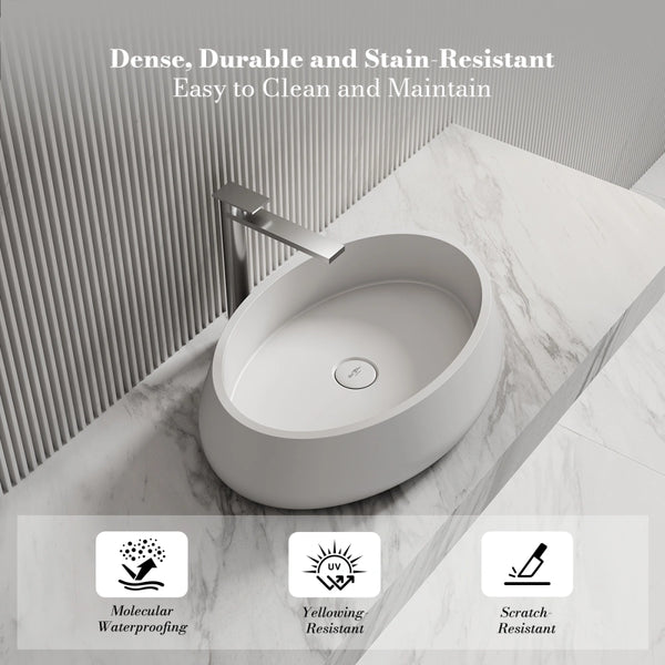 MonBlari TW-8693A Solid Surface Vessel Sink Bathroom Countertop Sink 450mm