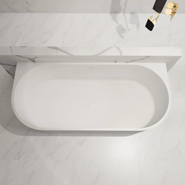 MonBlari TW-8706 White Solid Surface Back-to-Wall Bathtub 1700mm