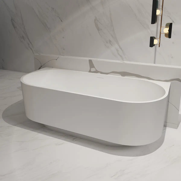 MonBlari TW-8706 White Solid Surface Back-to-Wall Bathtub 1700mm