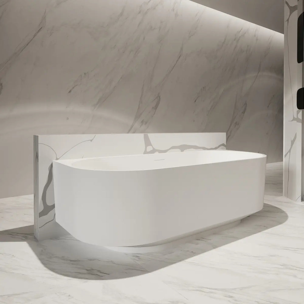 MonBlari TW-8706 White Solid Surface Back-to-Wall Bathtub 1700mm