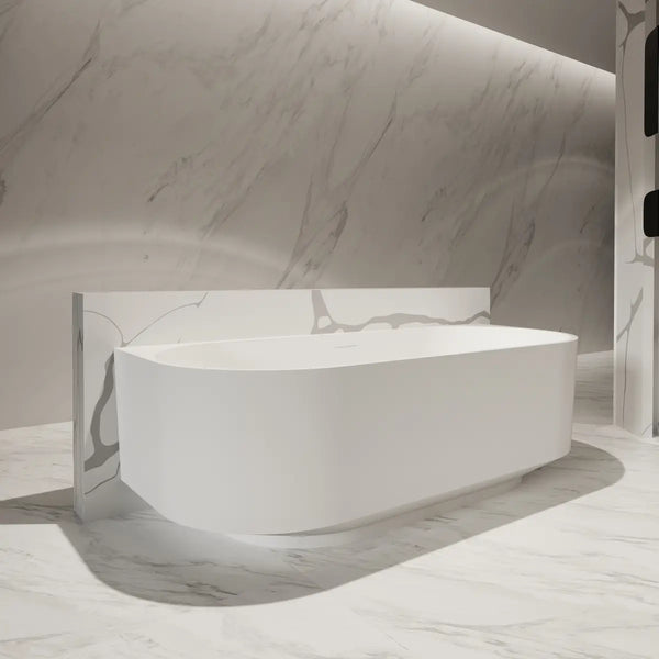 MonBlari TW-8706 White Solid Surface Back-to-Wall Bathtub 1700mm