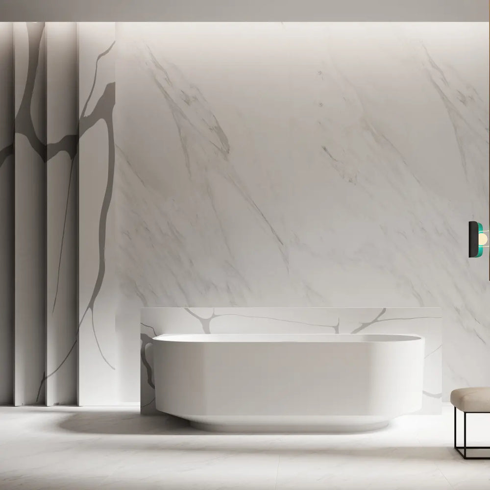 MonBlari TW-8706 White Solid Surface Back-to-Wall Bathtub 1700mm