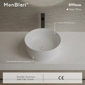 MonBlari TW-A105 Round Solid Surface Vessel Bowl Sink Bathroom Sink 400mm