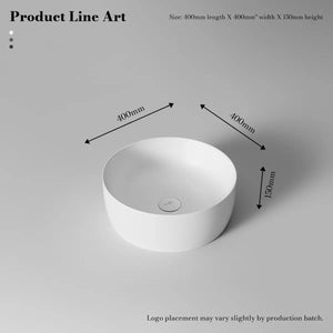 MonBlari TW-A105 Round Solid Surface Vessel Bowl Sink Bathroom Sink 400mm