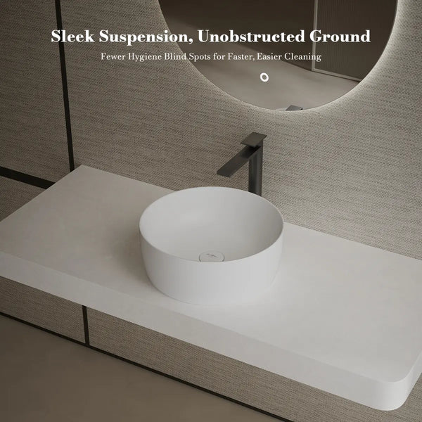 MonBlari TW-A105 Round Solid Surface Vessel Bowl Sink Bathroom Sink 400mm