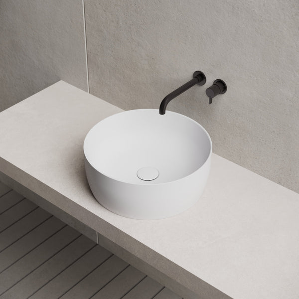 15.7 Inch MonBlari Solid Surface Vessel Bowl Sink Bathroom Sink TW-A105-SideTop