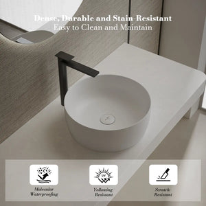 MonBlari TW-A105 Round Solid Surface Vessel Bowl Sink Bathroom Sink 400mm