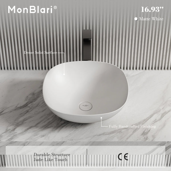 MonBlari TW-A106 Solid Surface Vessel Sink Bathroom Wash Basin 430mm