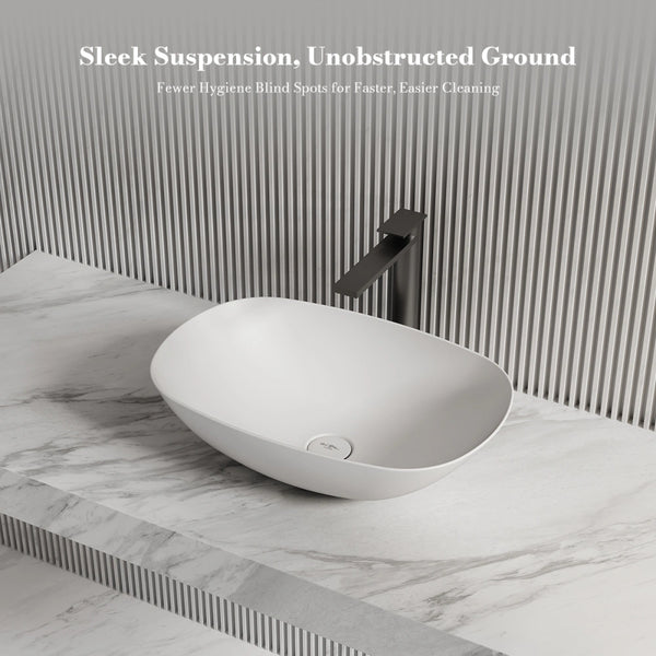 MonBlari TW-A107 Oval Solid Surface Bathroom Vessel Sink 540mm