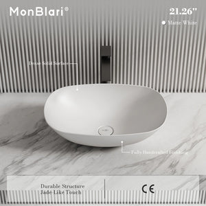 MonBlari TW-A107 Oval Solid Surface Bathroom Vessel Sink 540mm