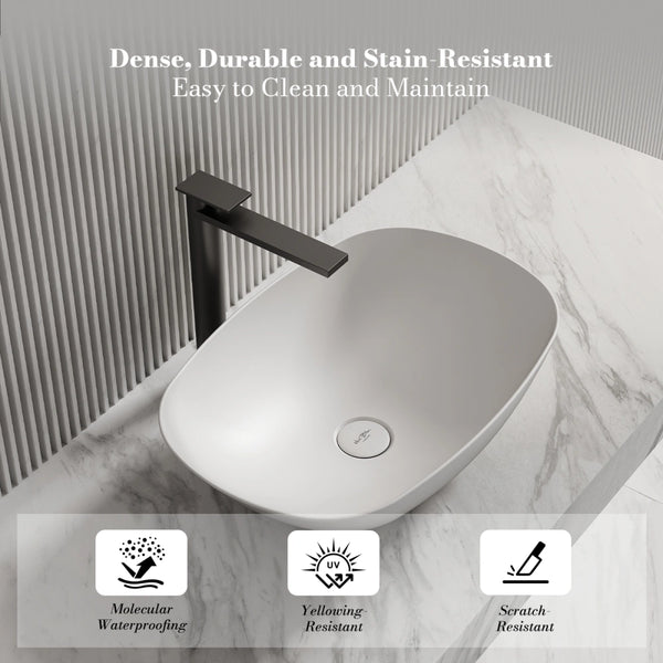MonBlari TW-A107 Oval Solid Surface Bathroom Vessel Sink 540mm